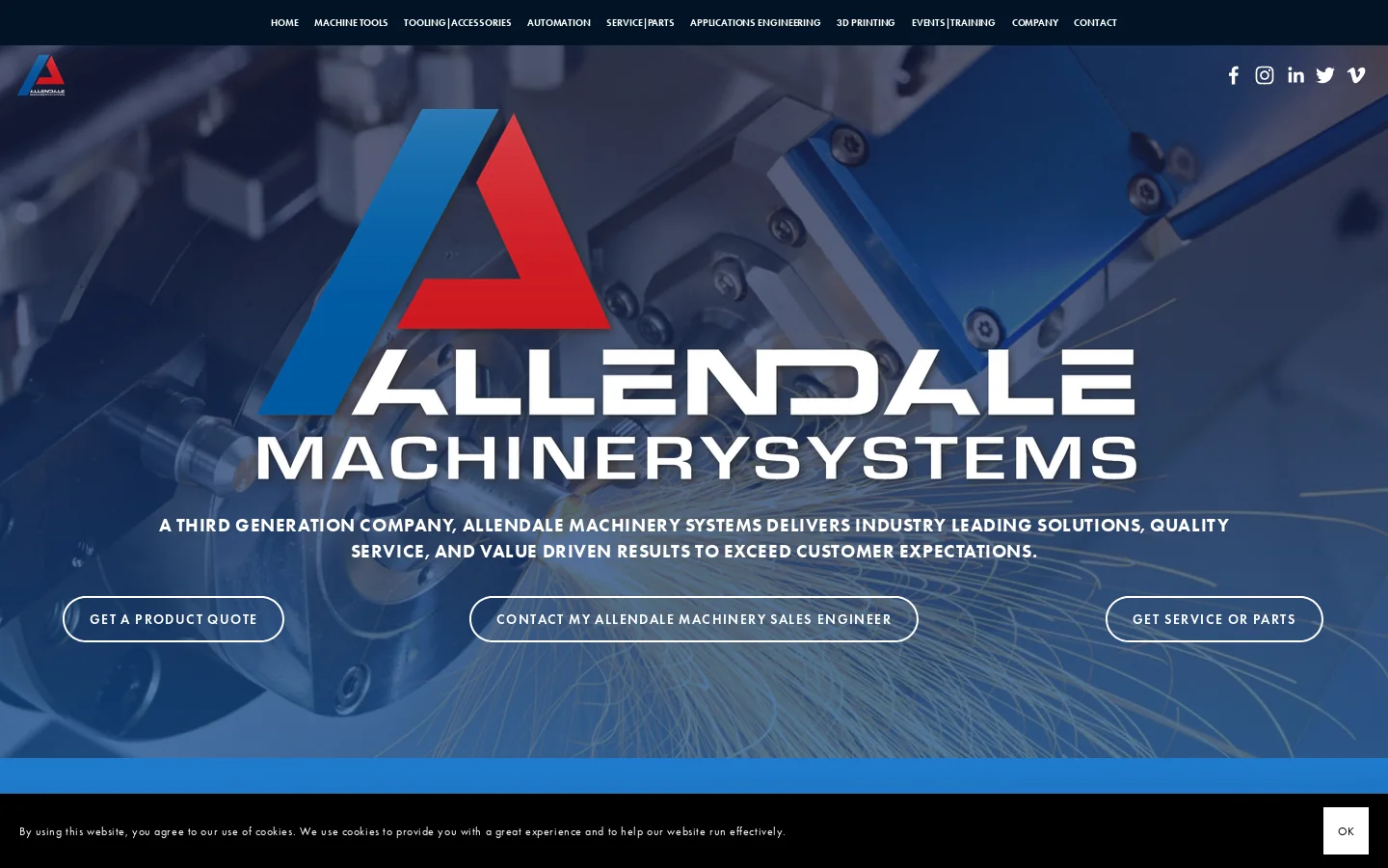 ALLENDALE MACHINERY SYSTEMS Homepage screenshot