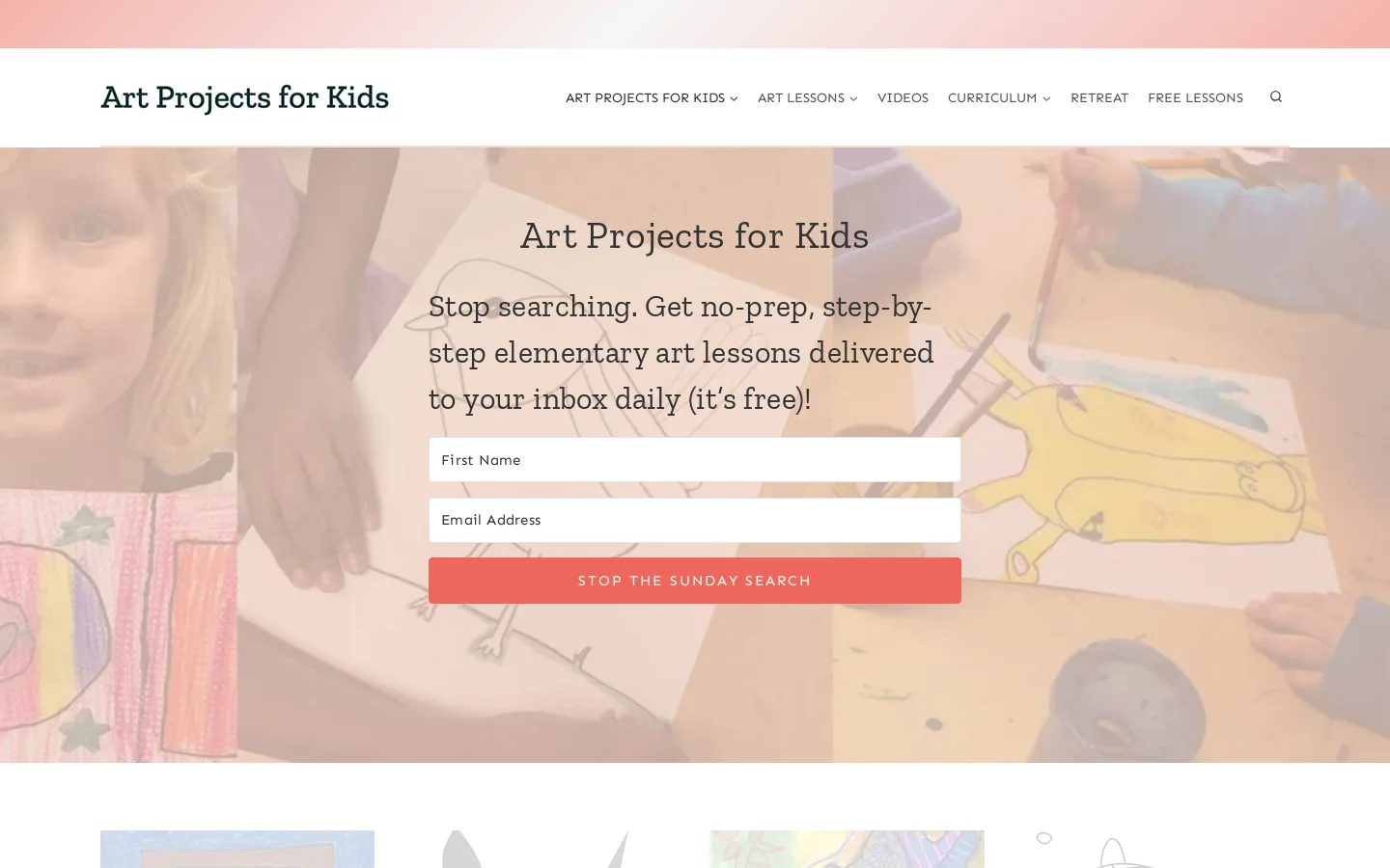 Art Projects for Kids Homepage screenshot