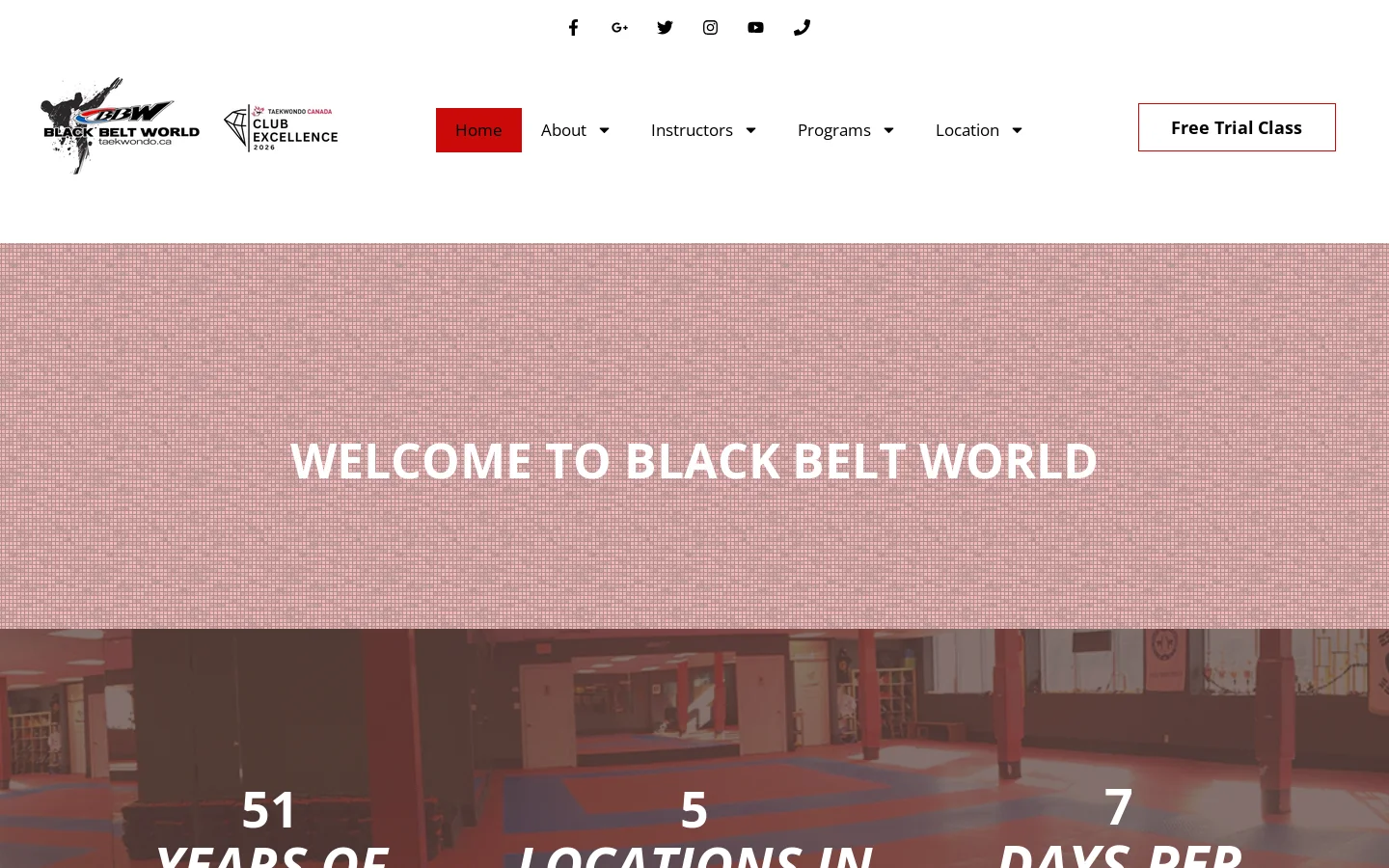 Toronto Best Martial Arts/Taekwondo School Black Belt World Homepage screenshot