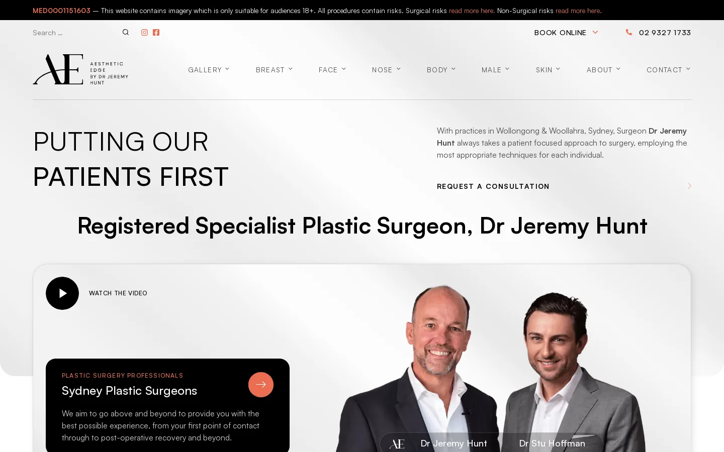 Dr Jeremy Hunt FRACS Homepage screenshot