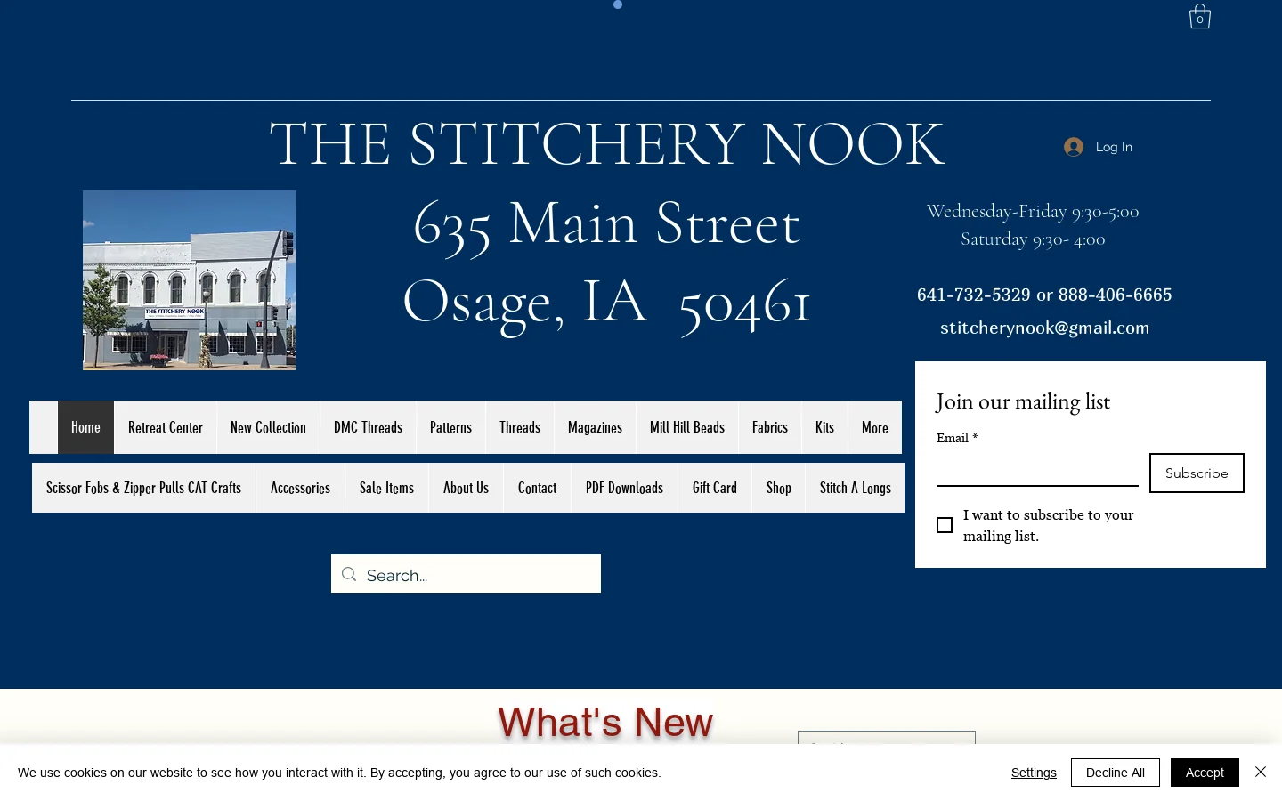 Shop Cross Stitch Supplies | The Stitchery Nook Osage | Visit Us Today! Homepage screenshot