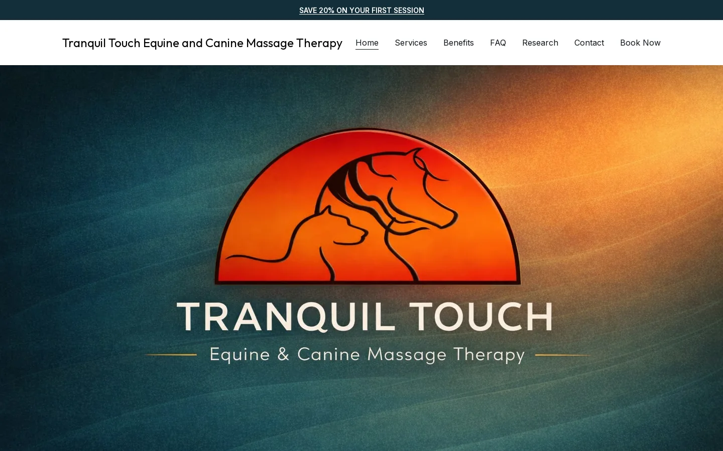 Tranquil Touch Animal Massage Homepage screenshot