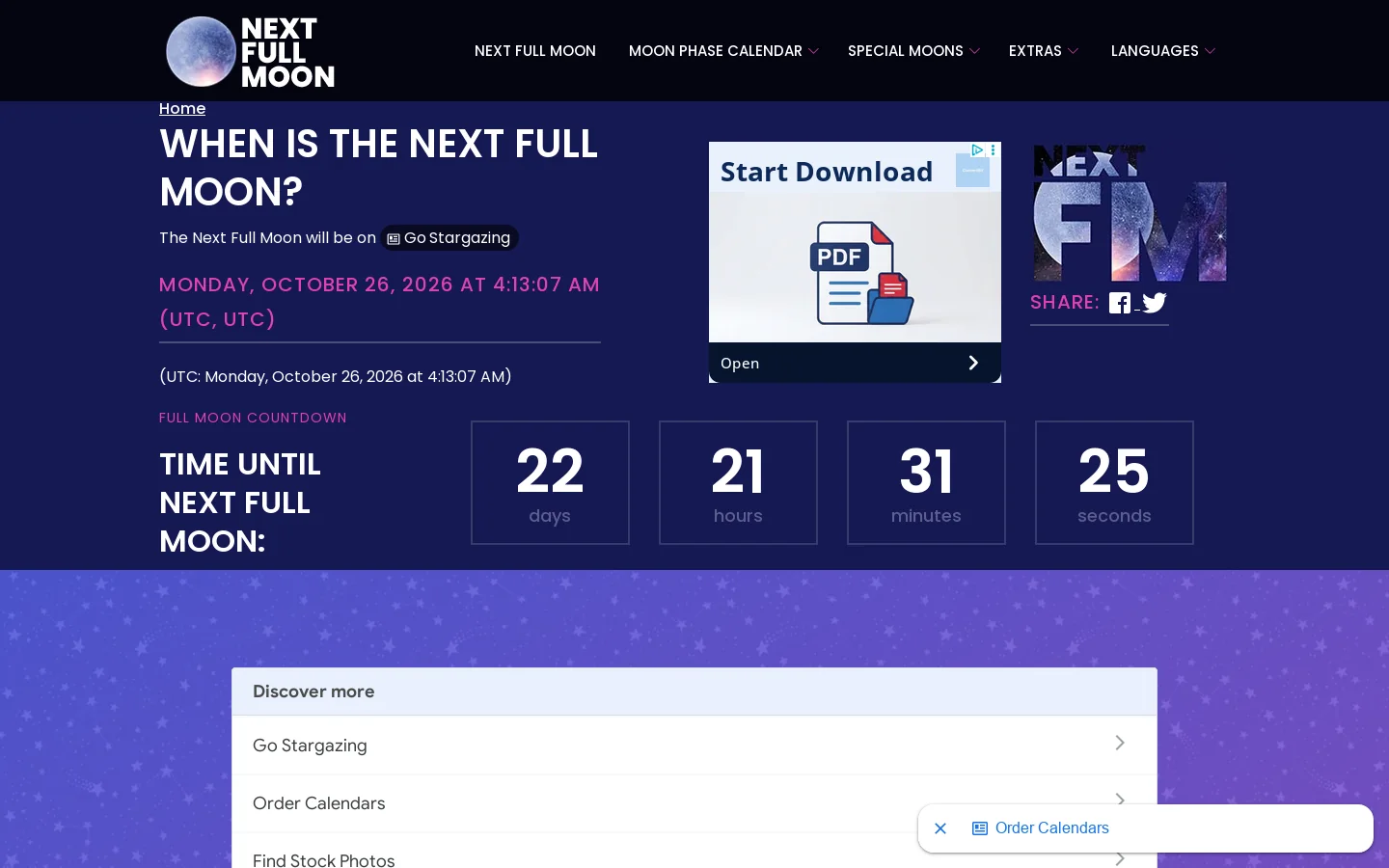 NextFullMoon.org Homepage screenshot