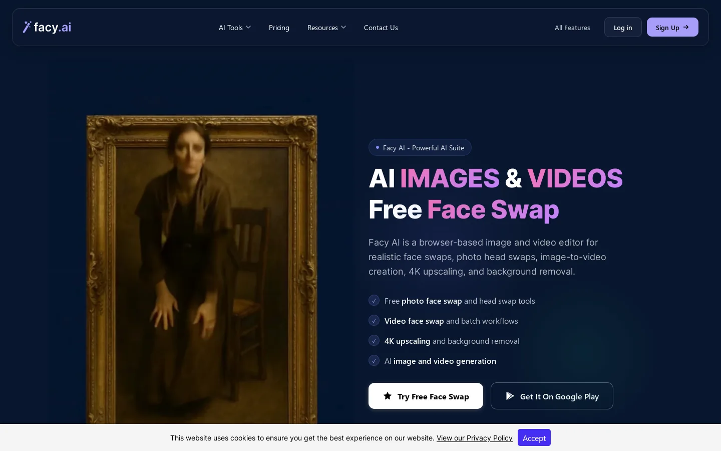 Facy Homepage screenshot
