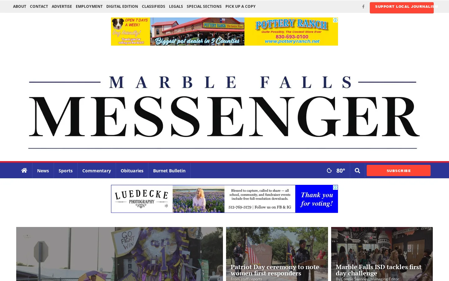 marblefallsmessenger.com Homepage screenshot