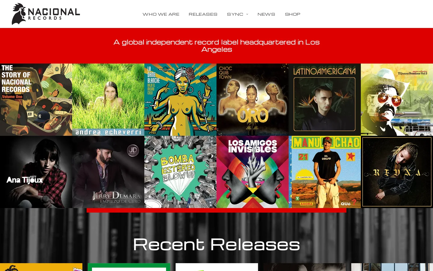 Nacional Records Homepage screenshot