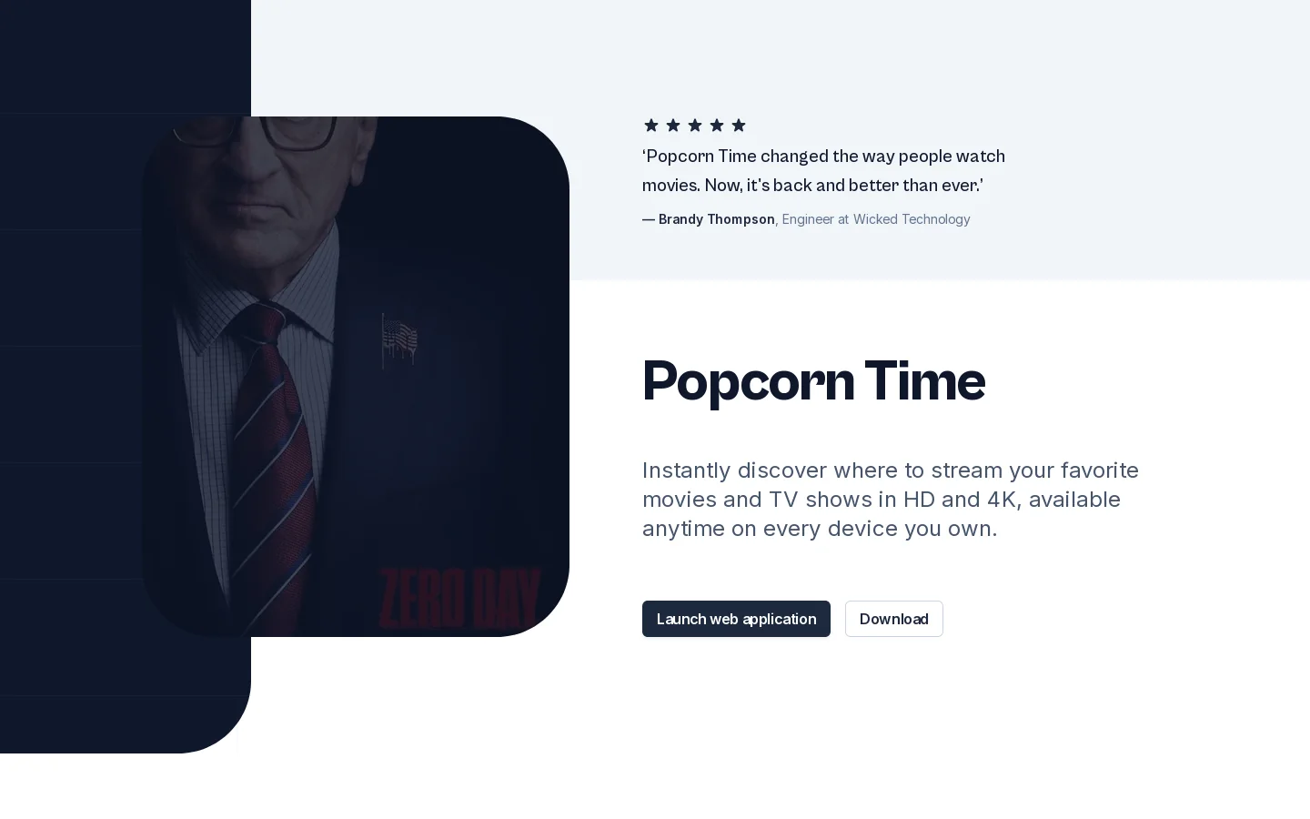 Popcorn Time Homepage screenshot