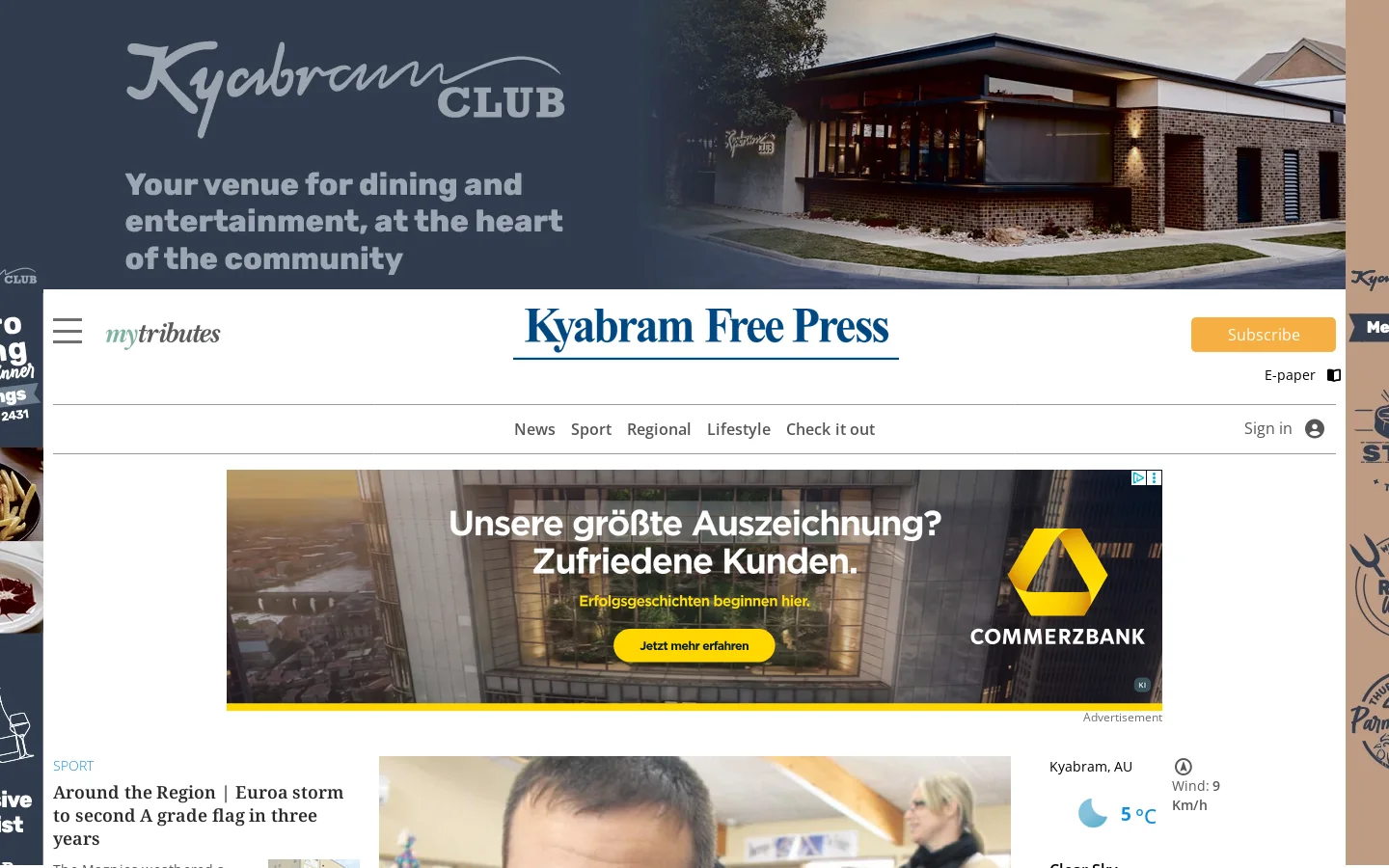 Kyabram Free Press Homepage screenshot