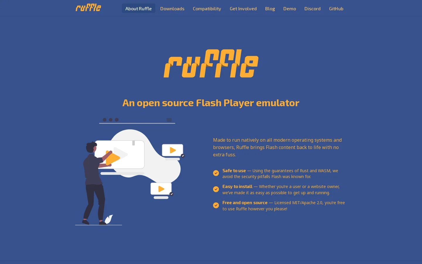 Ruffle Homepage screenshot