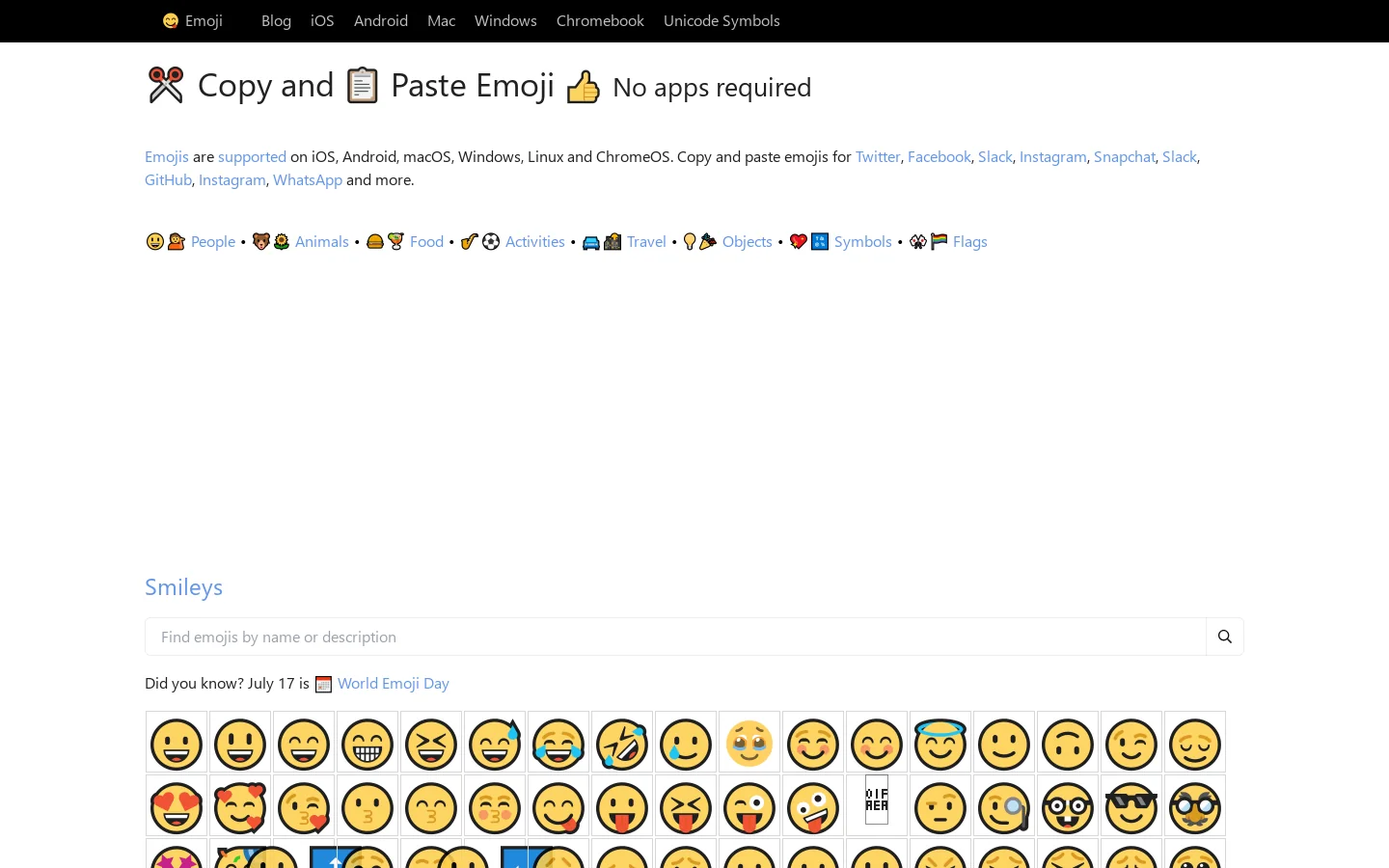 Menu Homepage screenshot