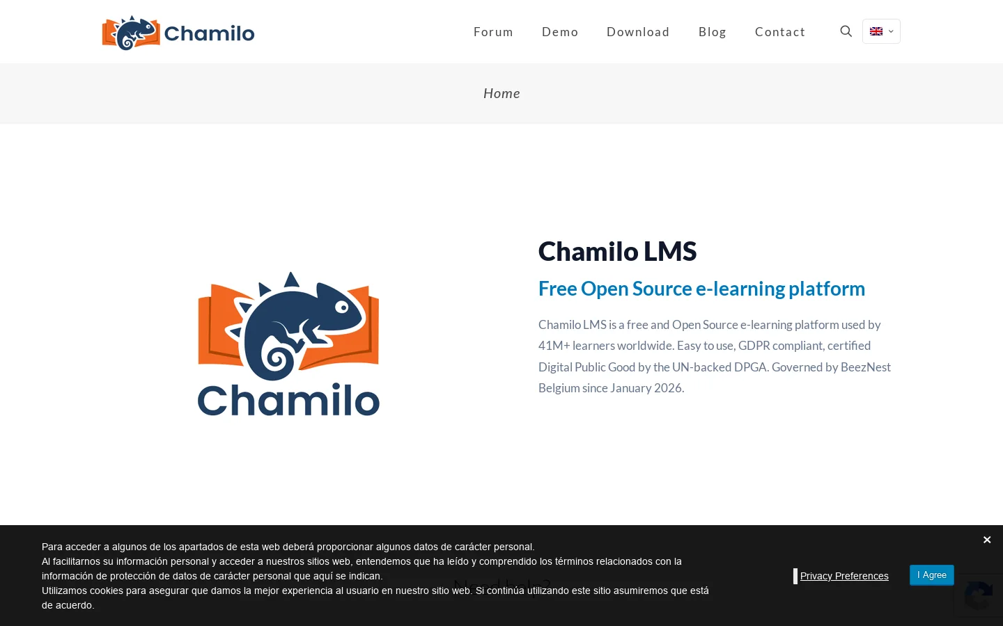 Chamilo LMS Homepage screenshot