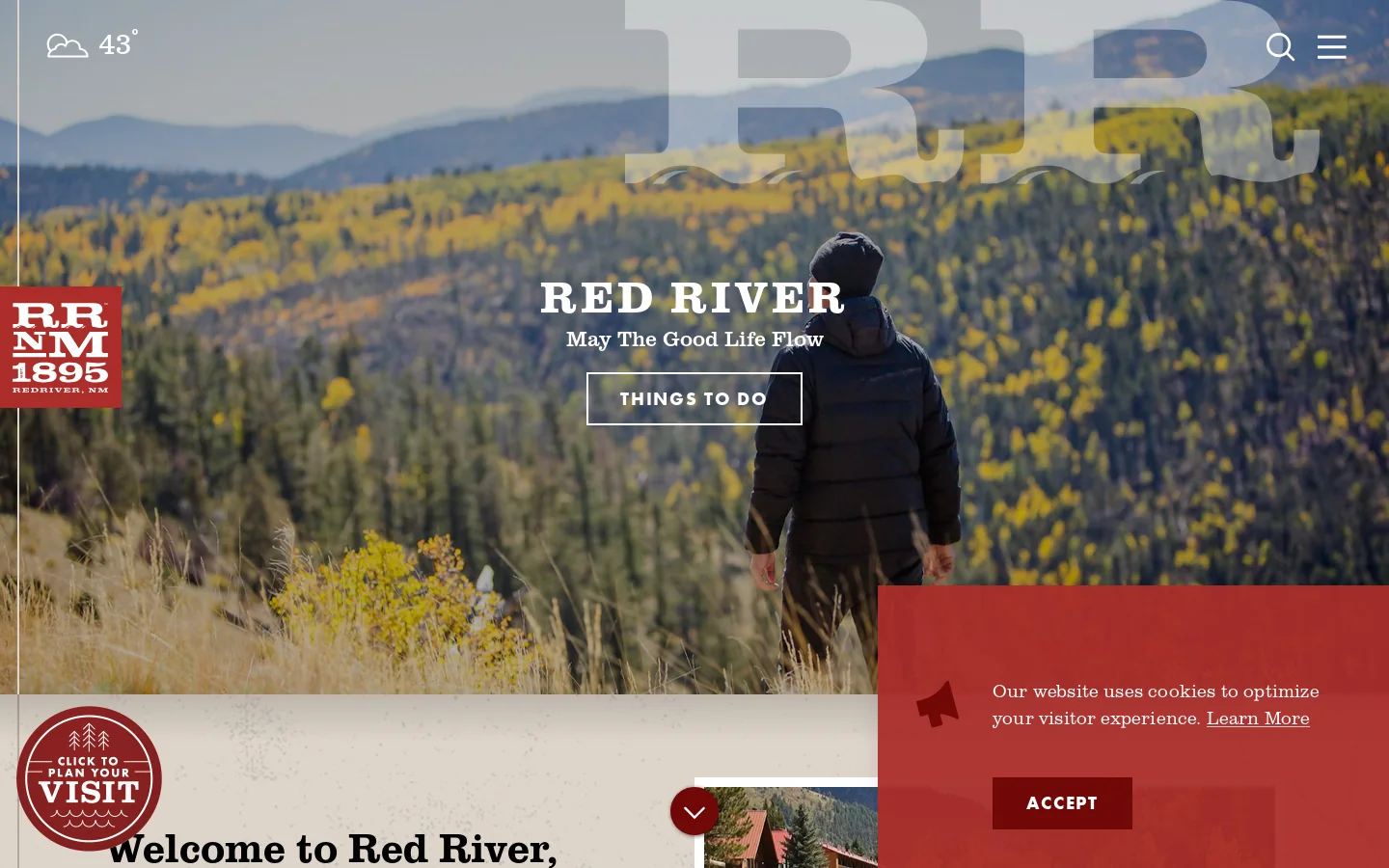 Official Travel & Tourism Website for Red River, New Mexico Homepage screenshot