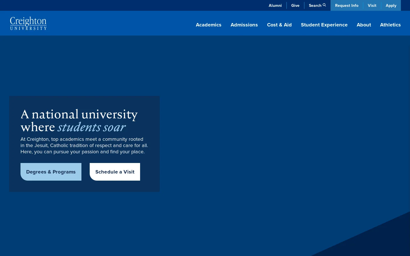 Creighton University Homepage screenshot