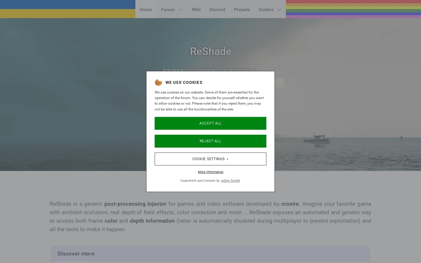 ReShade Home Homepage screenshot