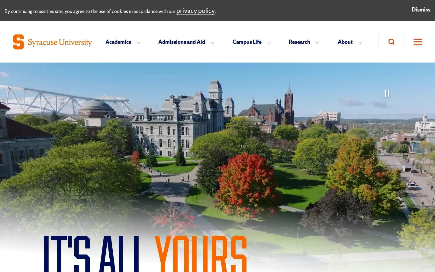 Syracuse University Homepage screenshot