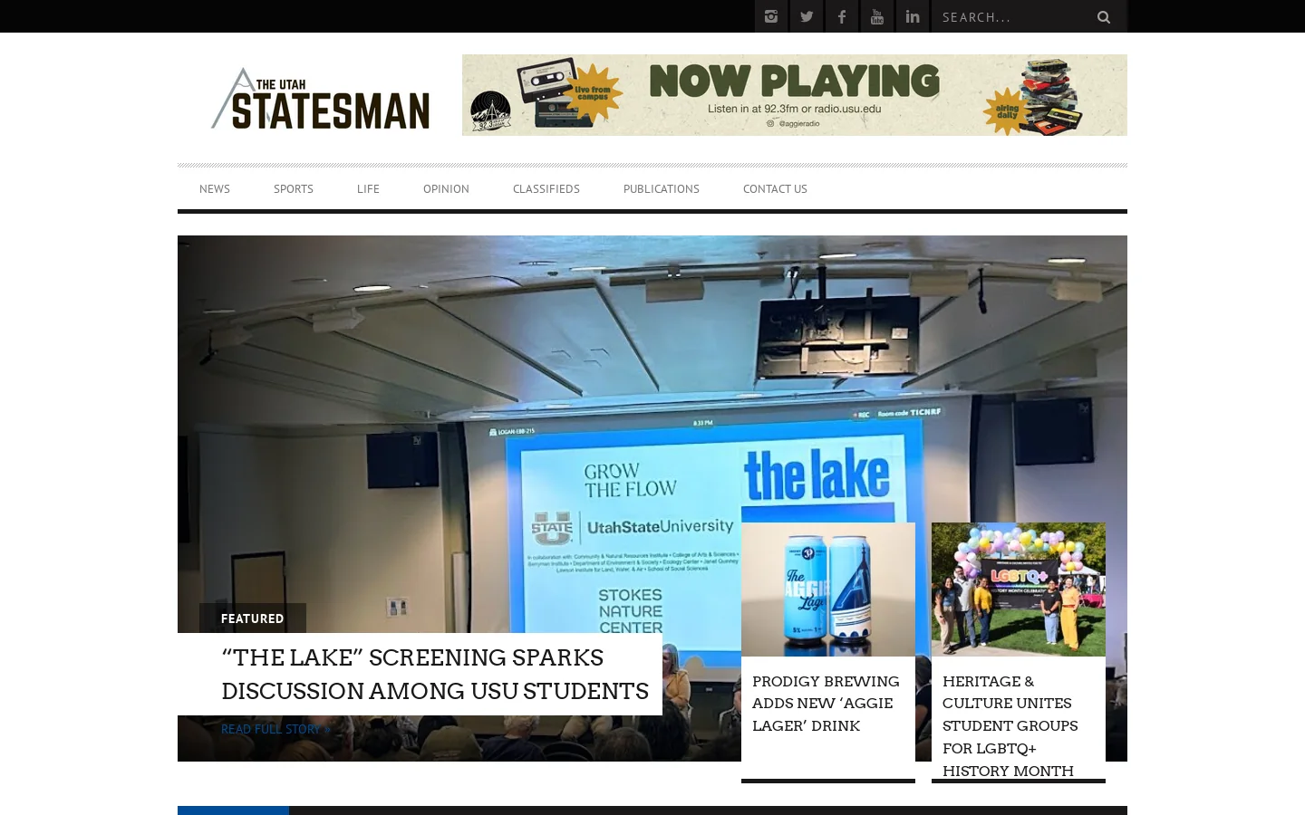 Utah State University Student Newspaper - The Utah Statesman - The Utah Statesman Homepage screenshot