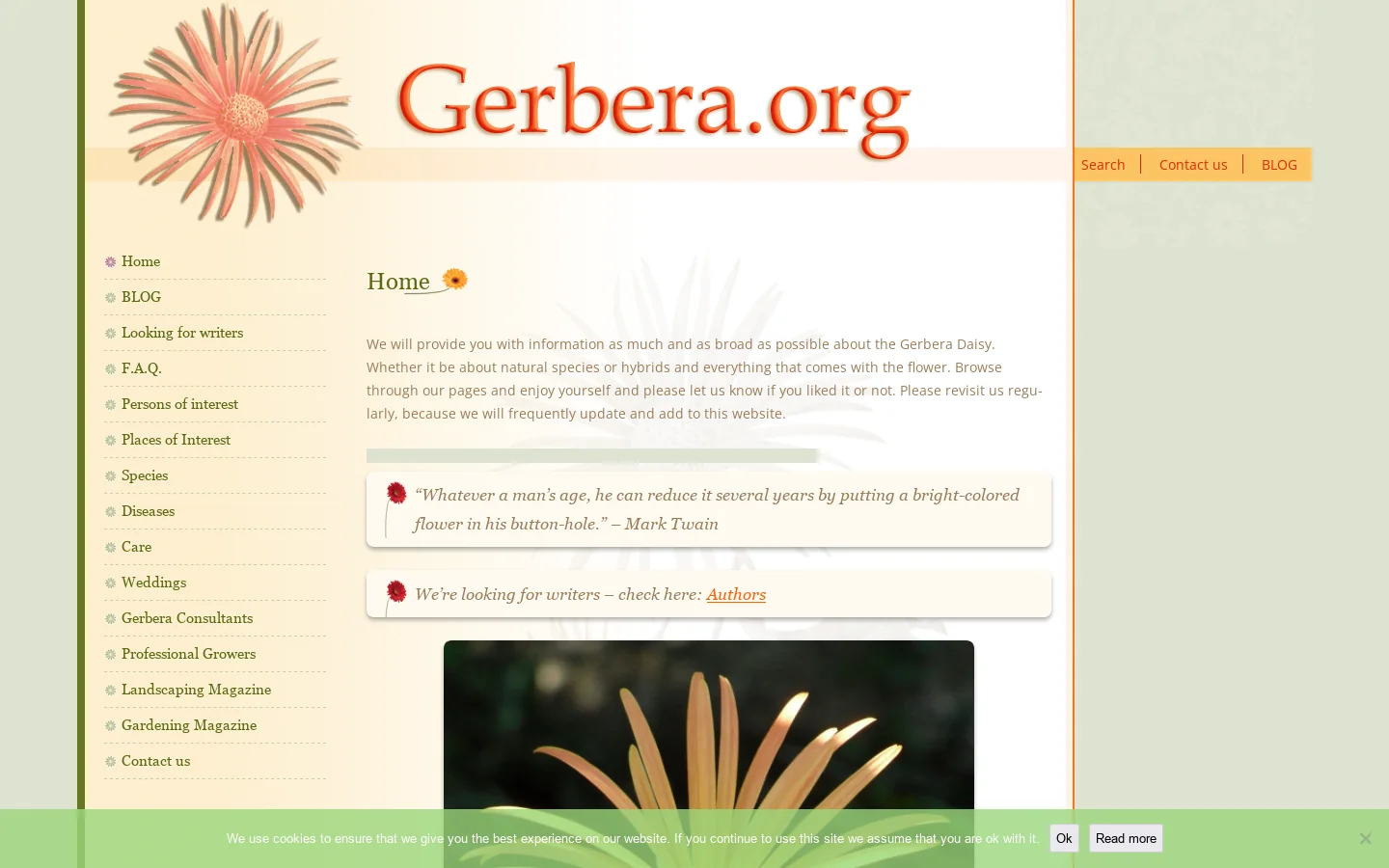 Gerbera.org Homepage screenshot