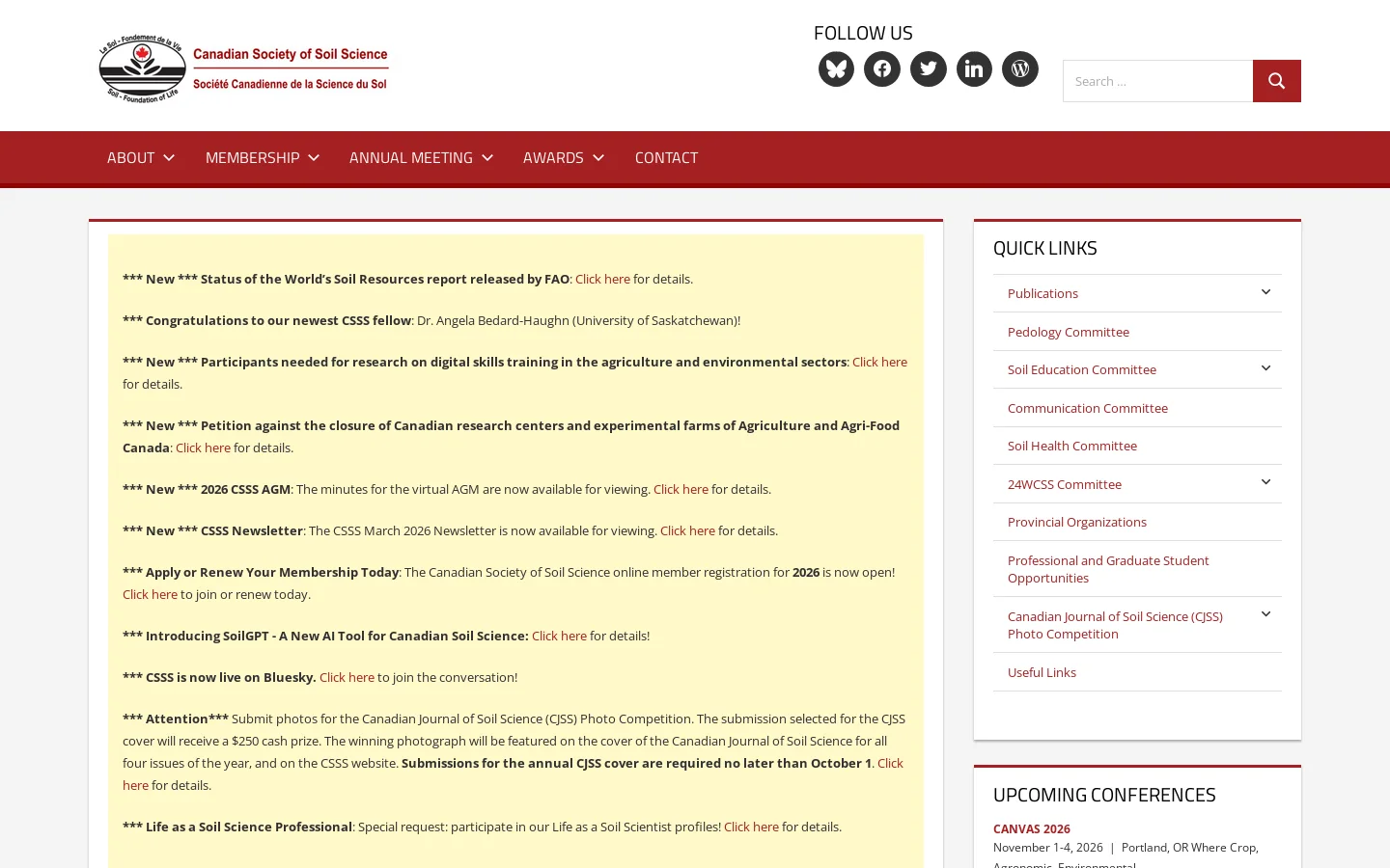 CSSS Homepage screenshot