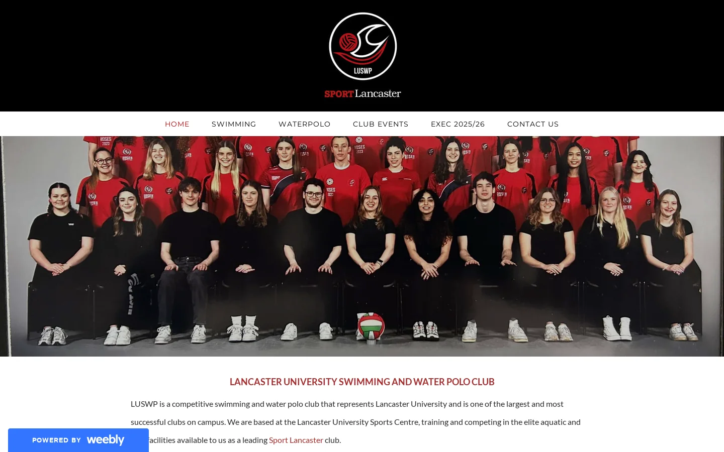 Lancaster University Swimming and Water Polo - Home Homepage screenshot