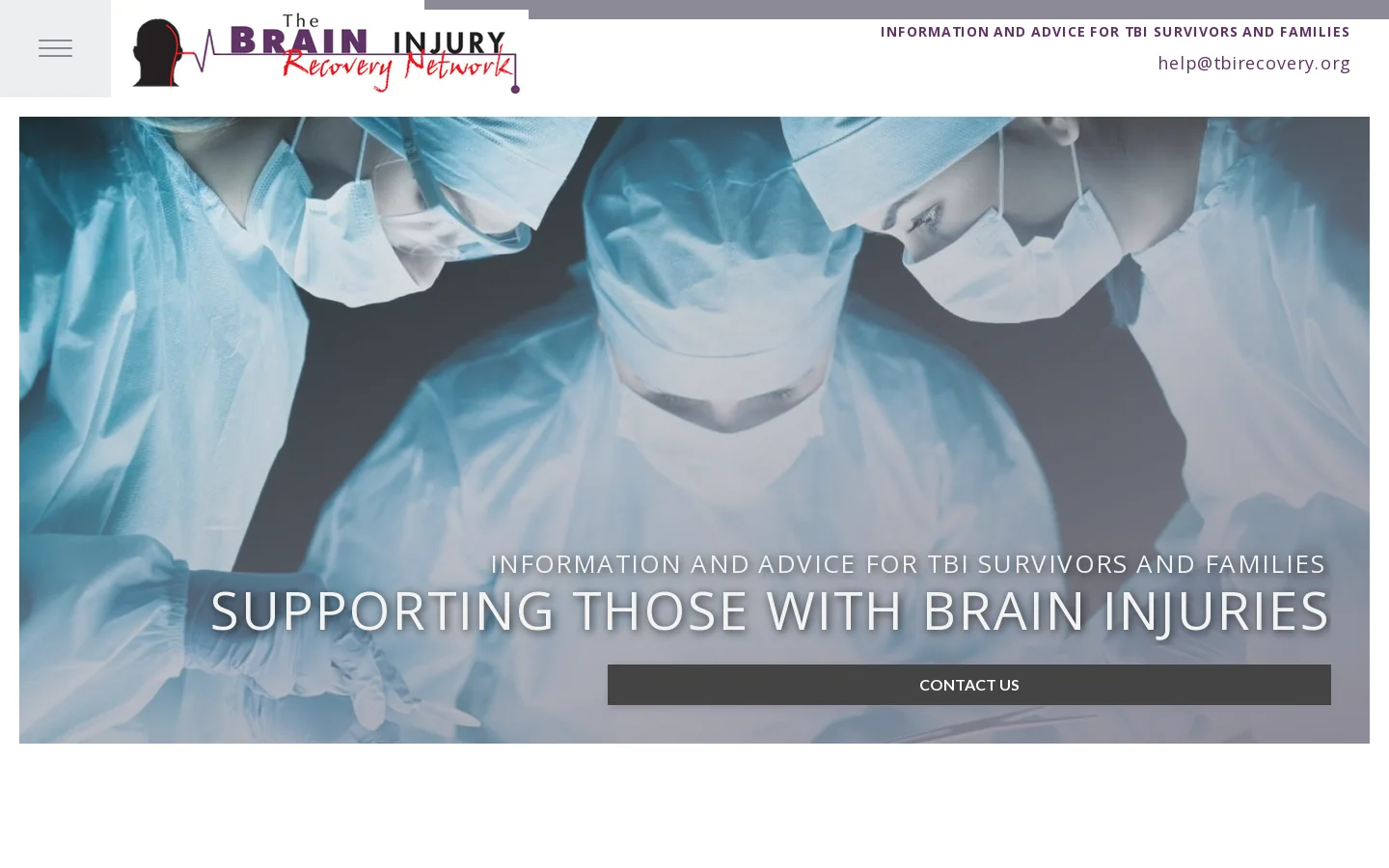 Information for TBI Survivors | The Brain Injury Recovery Network Homepage screenshot