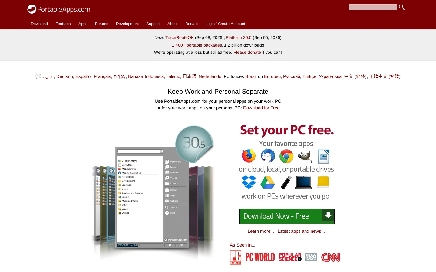 PortableApps.com Homepage screenshot