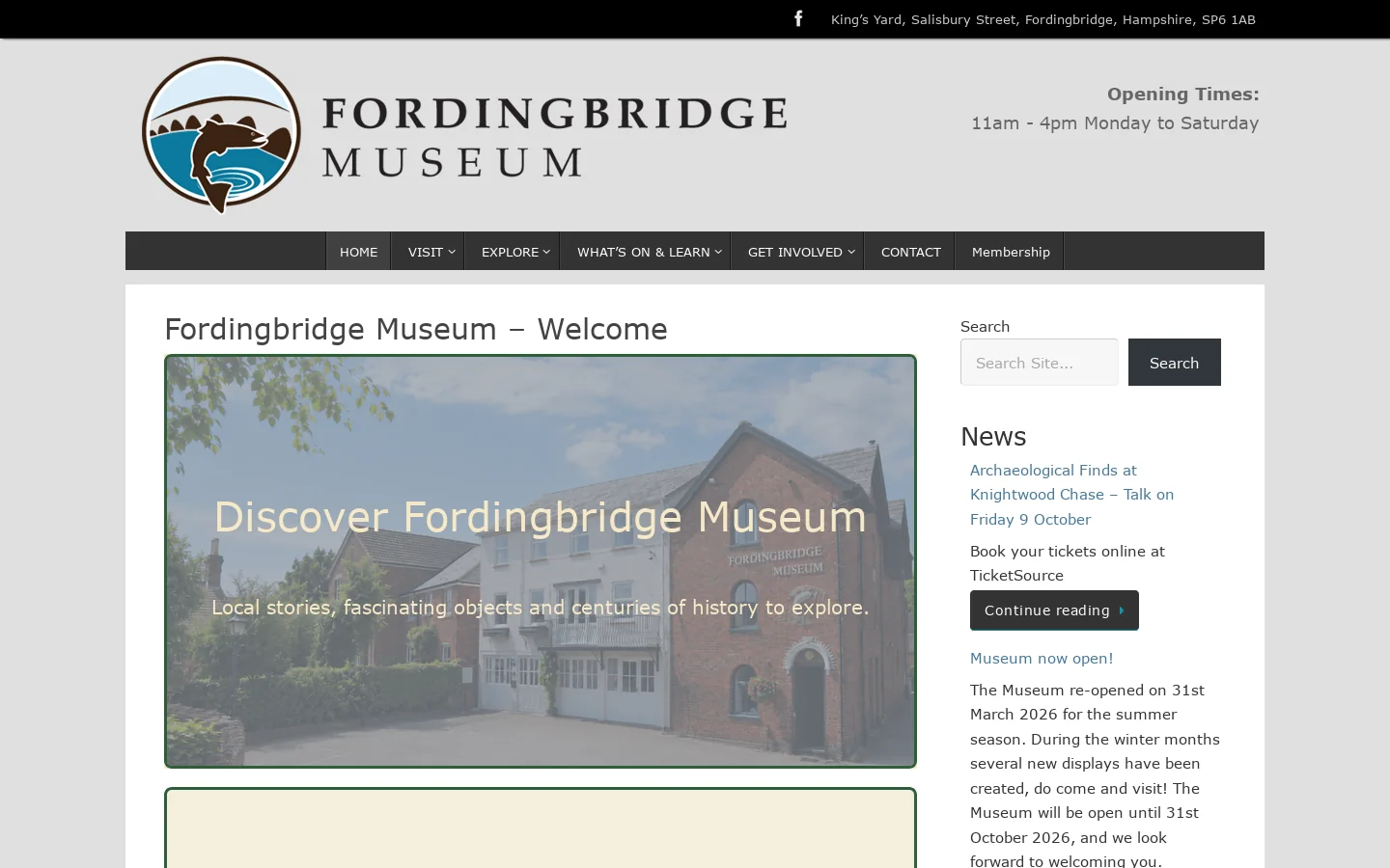 Fordingbridge Museum, Hampshire Homepage screenshot