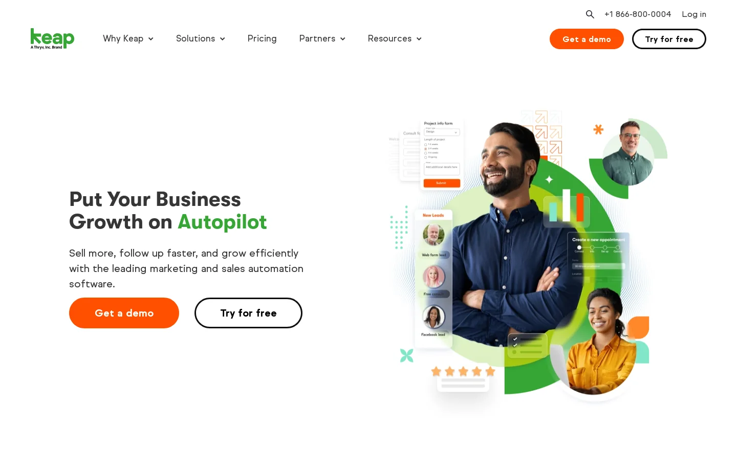 Keap Homepage screenshot