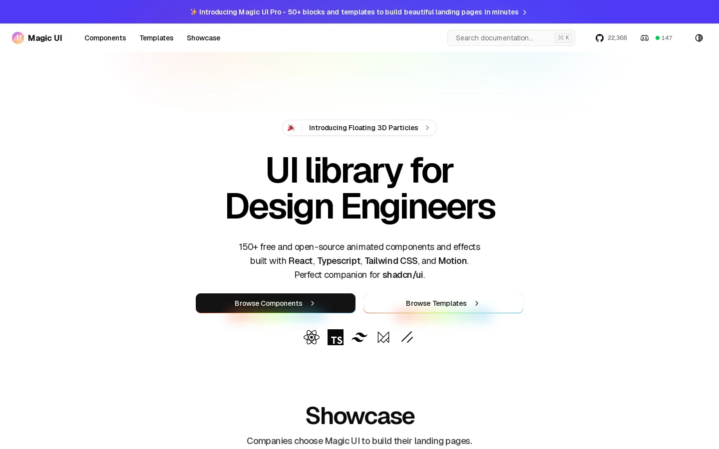Magic UI Homepage screenshot