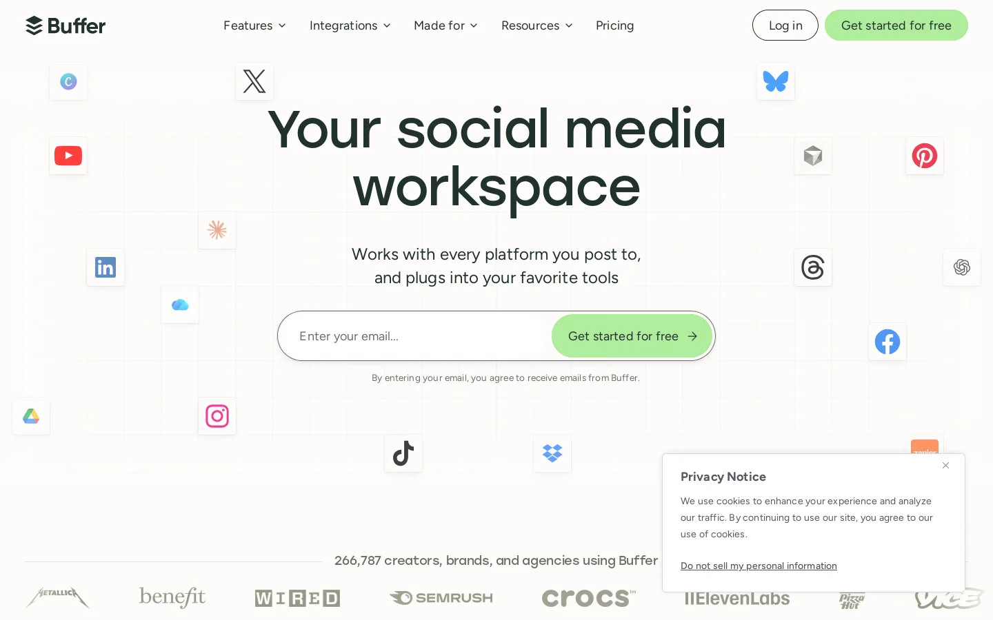 Buffer Homepage screenshot