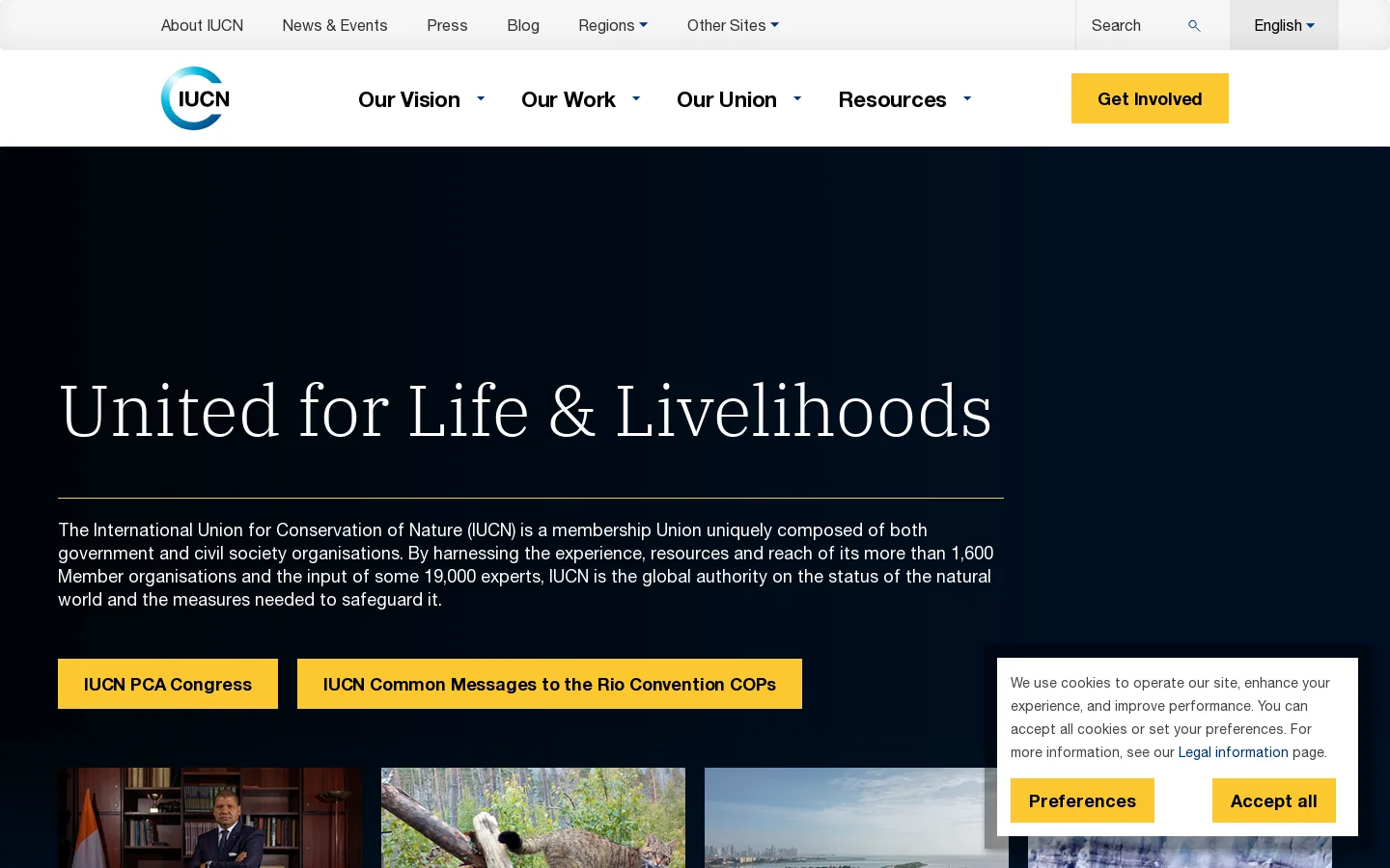 IUCN Homepage screenshot