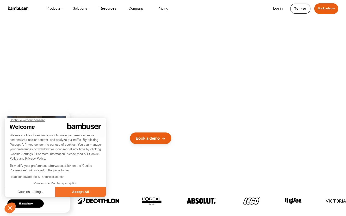 Bambuser Homepage screenshot
