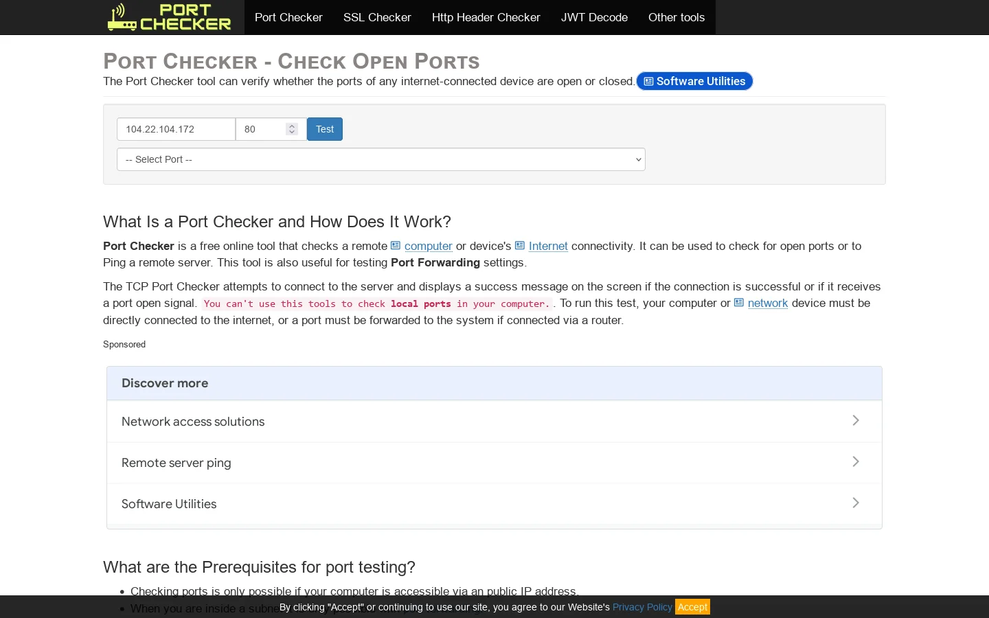 Port Checker - Port Forwarding Tester Homepage screenshot