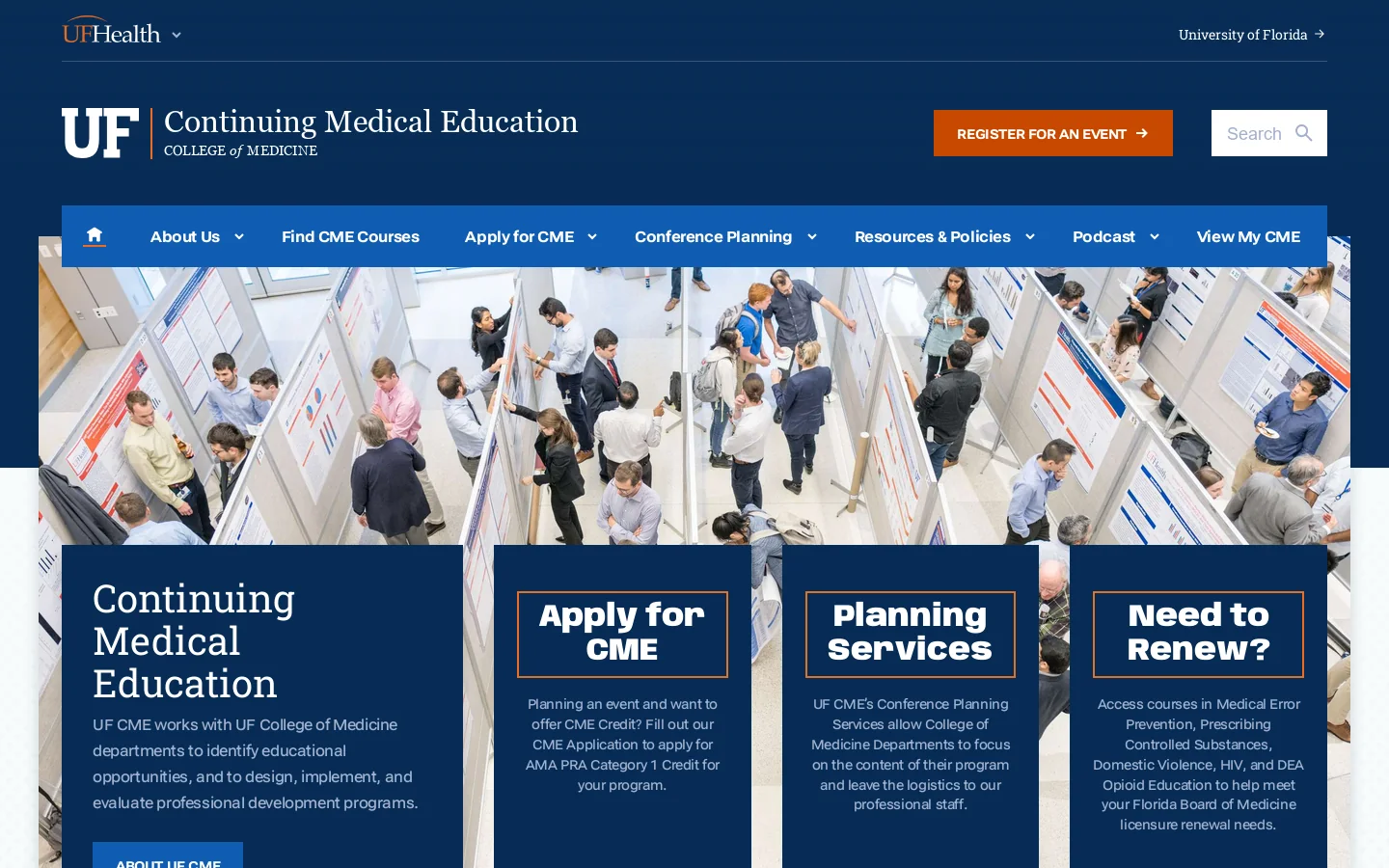 Continuing Medical Education » College of Medicine » University of Florida Homepage screenshot