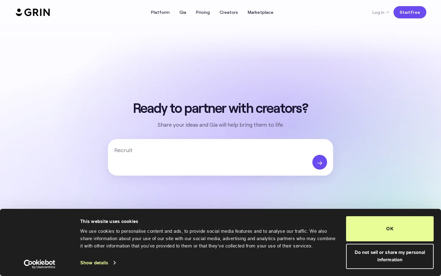 GRIN Homepage screenshot