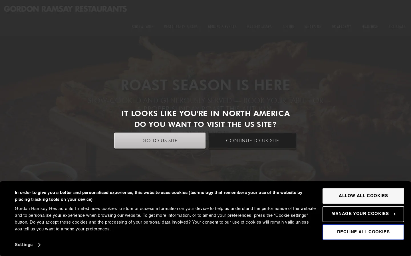 Explore Gordon Ramsay Restaurants Homepage screenshot