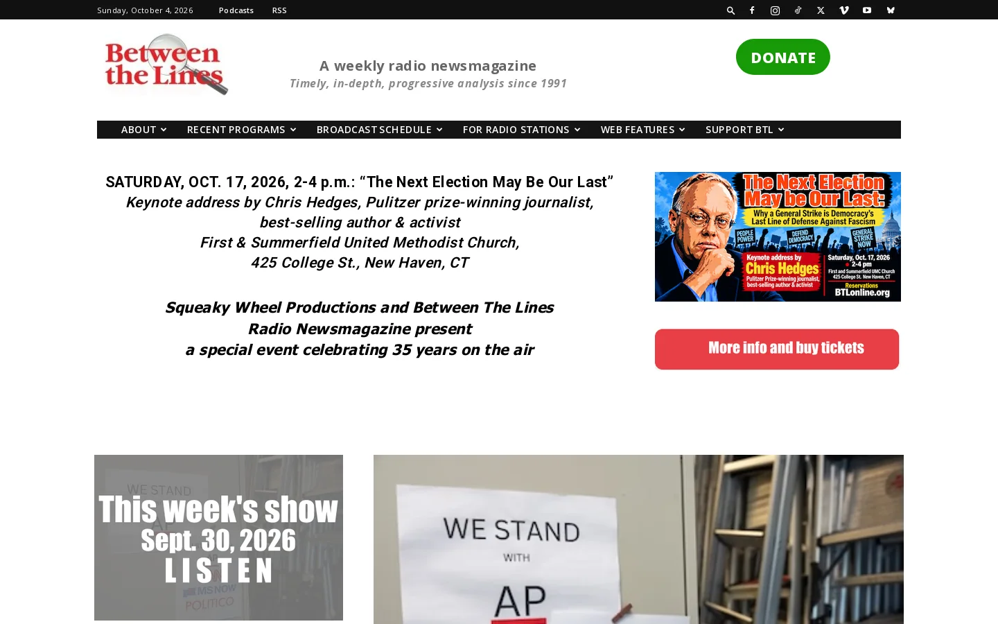 This Week On Between The Lines - BTL Homepage screenshot