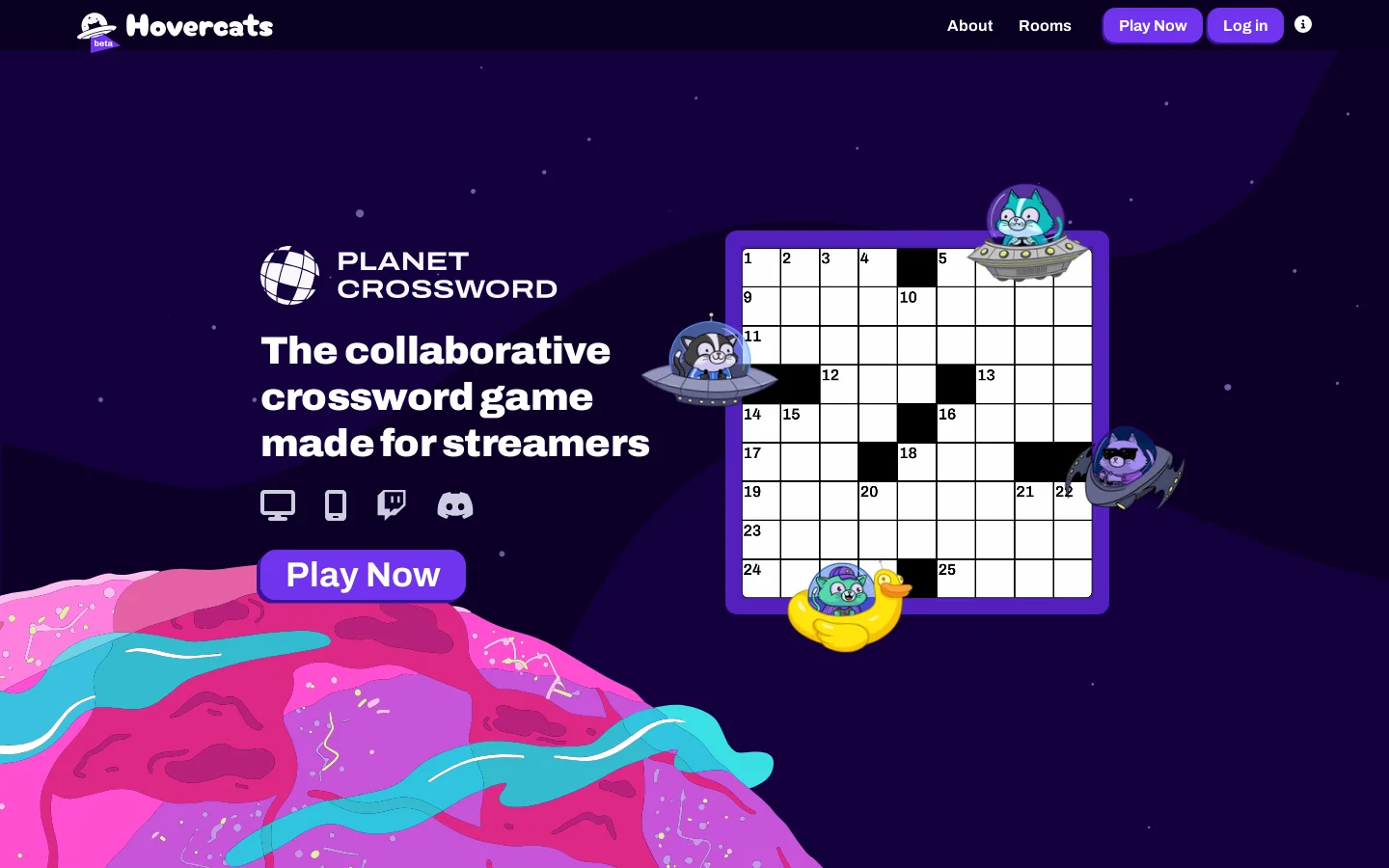 Planet Crossword by Hovercats.gg Homepage screenshot