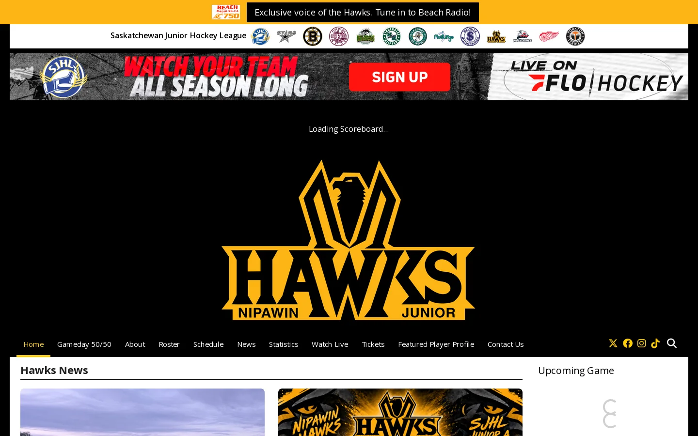 Nipawin Hawks Homepage screenshot