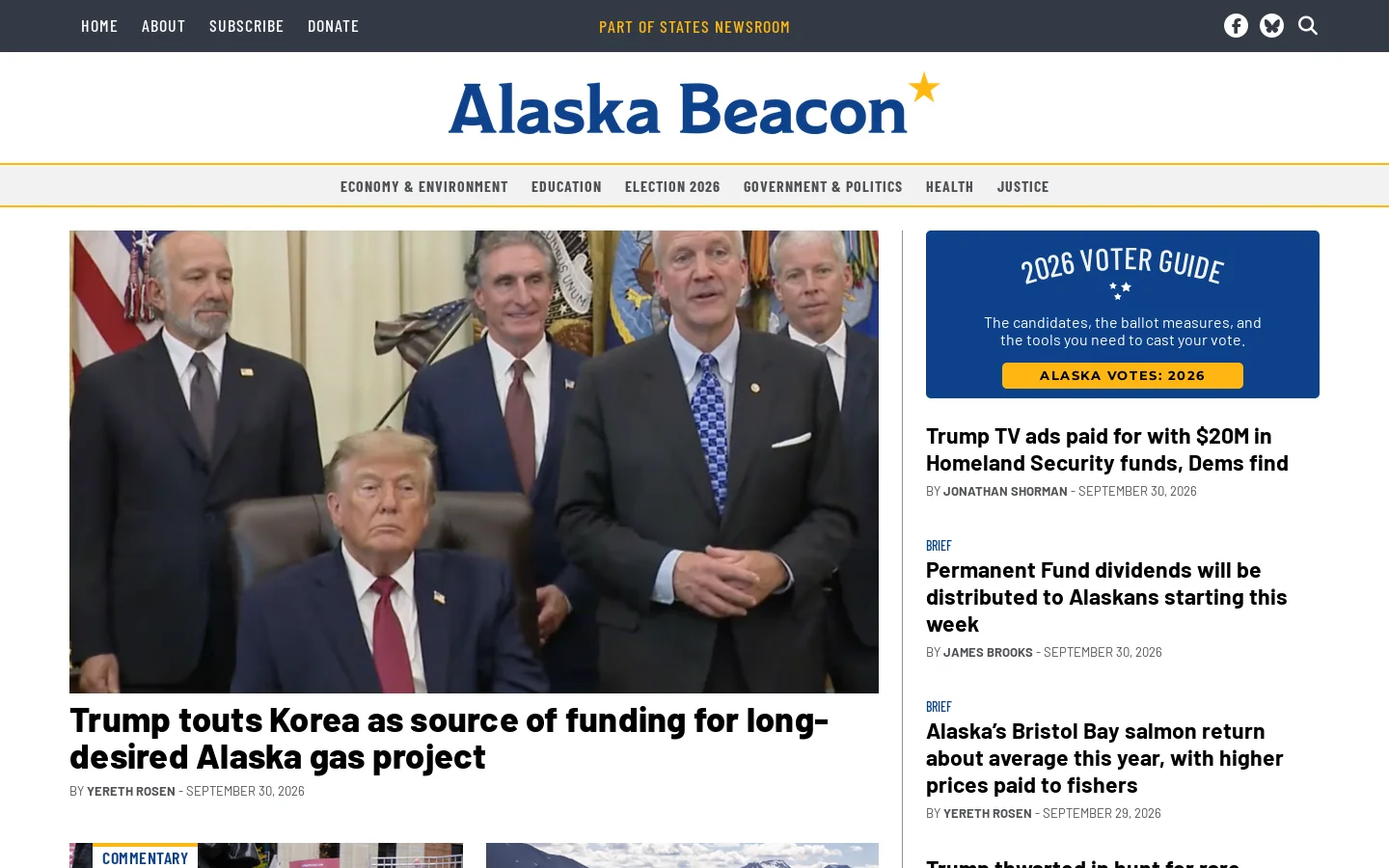 Alaska Beacon Homepage screenshot