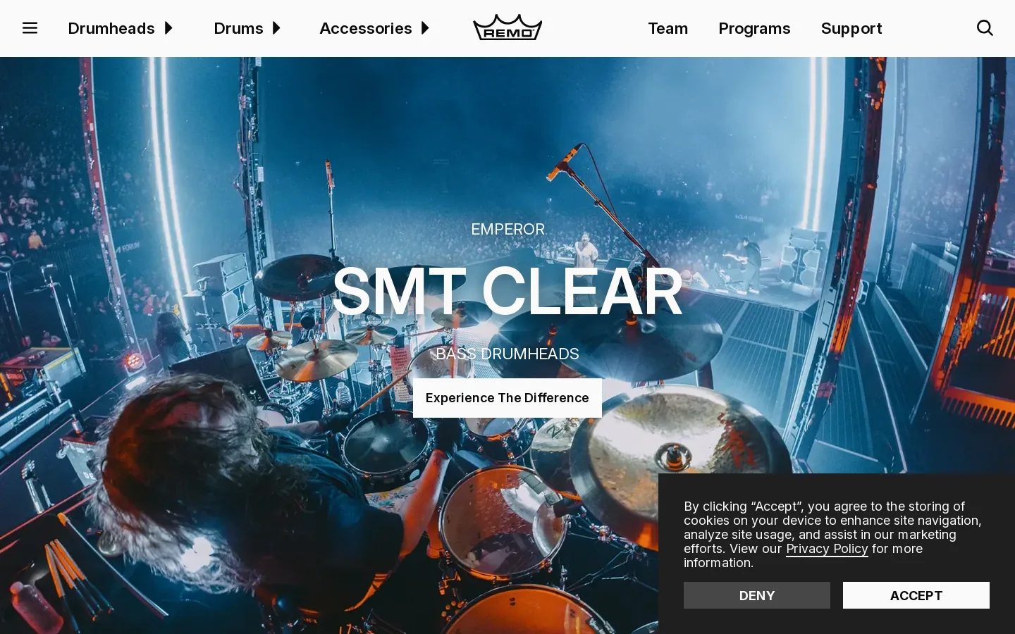 Remo Drumheads & Percussion Instruments Homepage screenshot