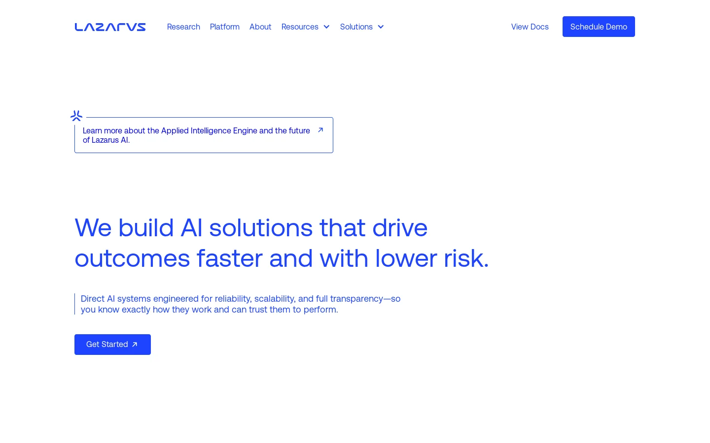 Lazarus AI | Enterprise AI Systems Homepage screenshot