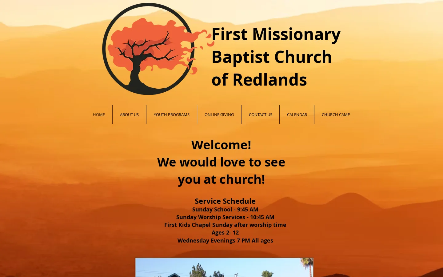 First Missionary Baptist Church of Redlands Homepage screenshot