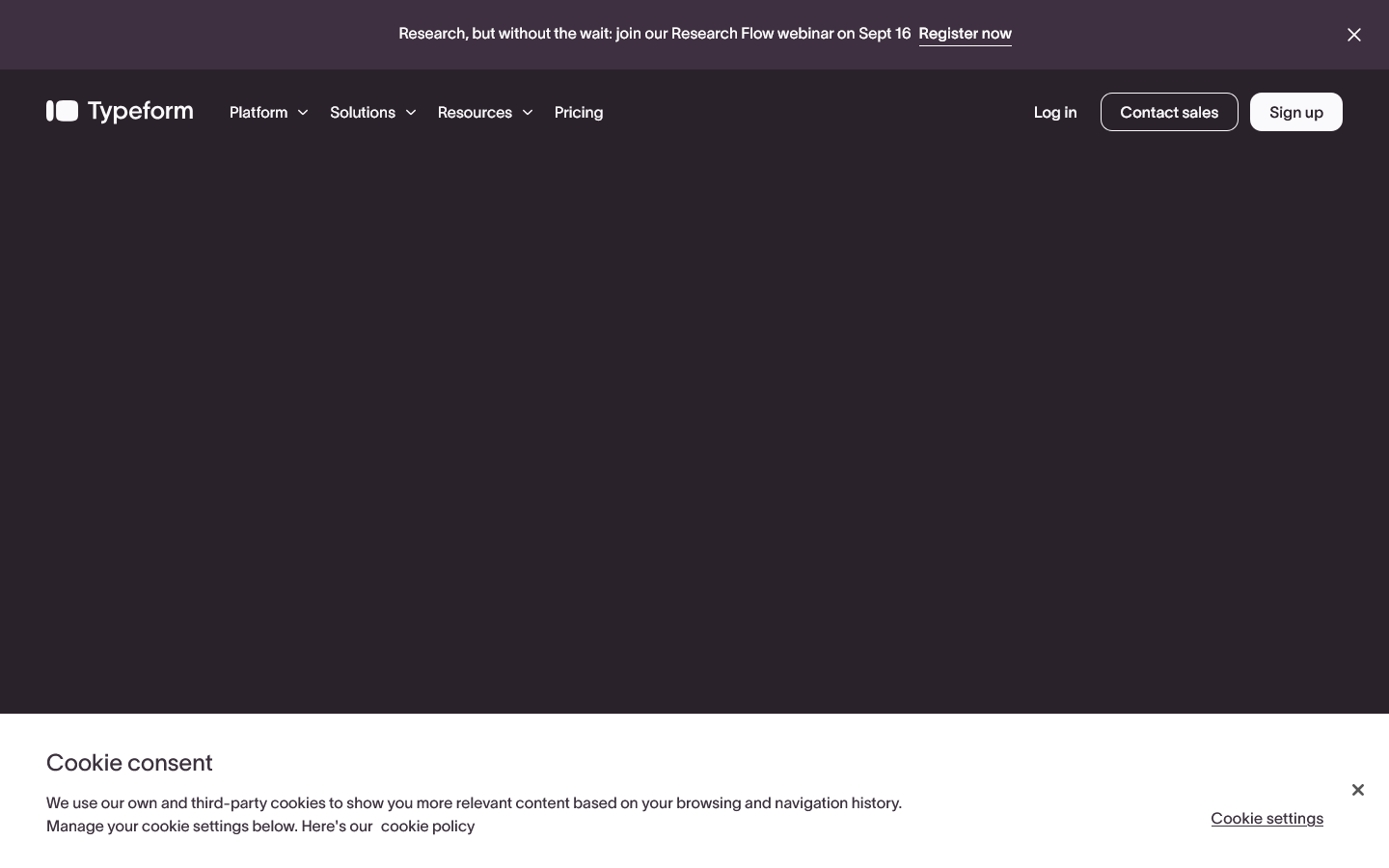 Typeform Homepage screenshot