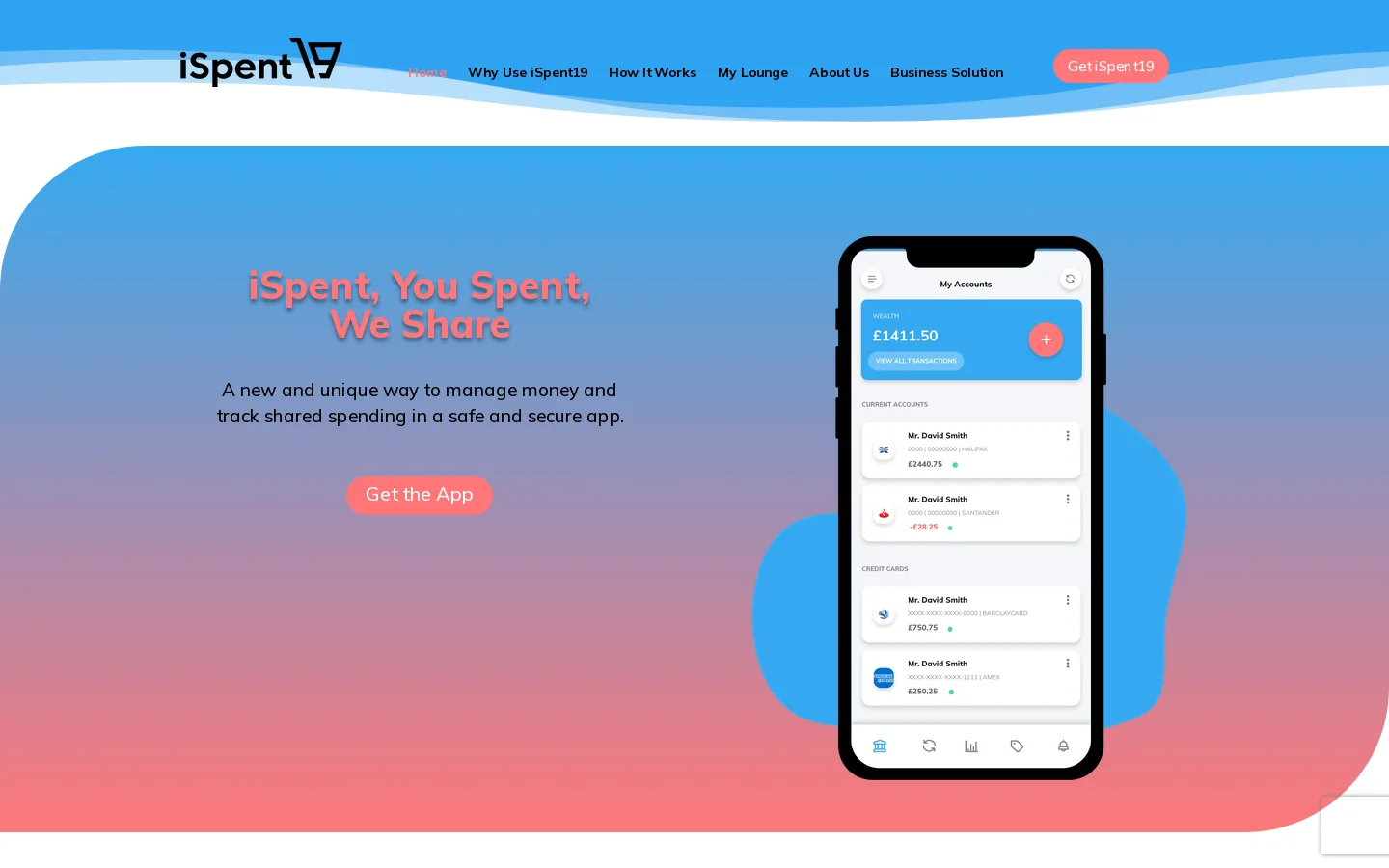 iSpent19 Homepage screenshot