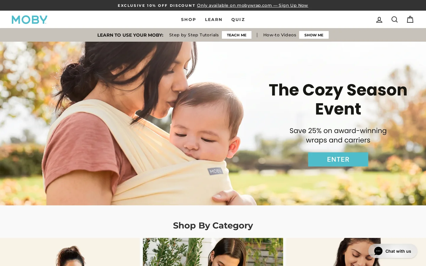 Moby Wrap Homepage screenshot