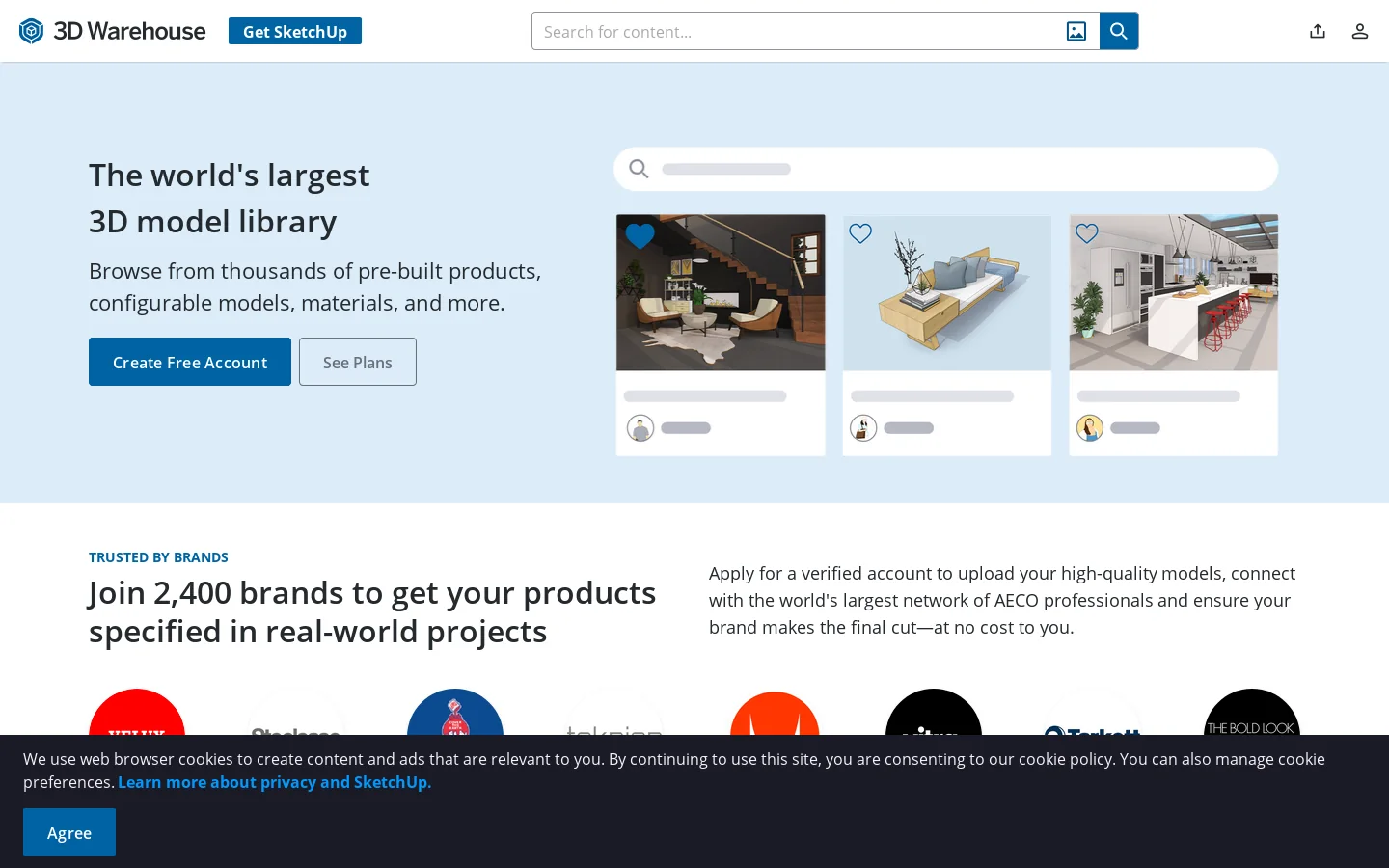 3D Warehouse Homepage screenshot