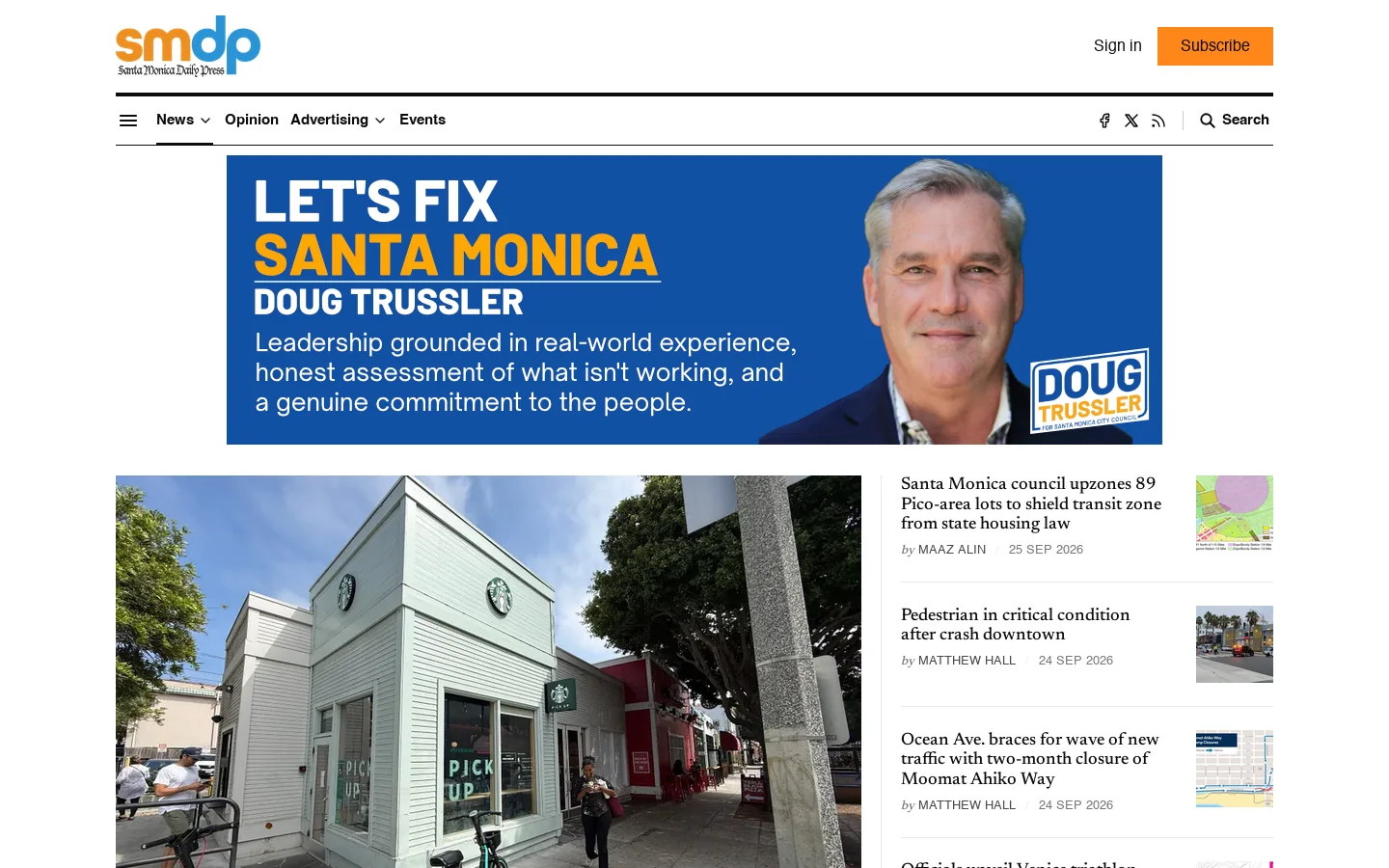 LA's Trusted Local News | Santa Monica Daily Press Homepage screenshot