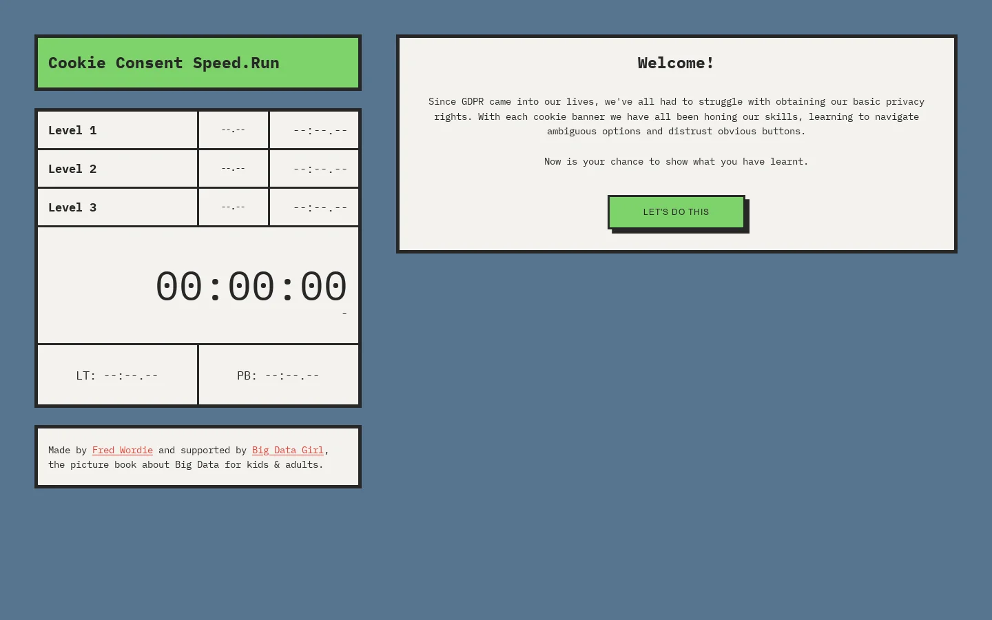 Cookie Consent Speed.Run Homepage screenshot