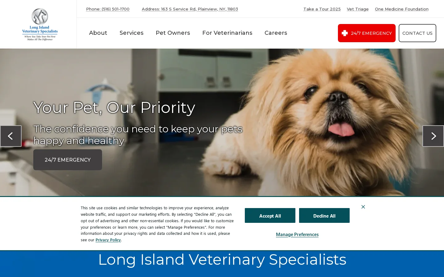 24 Hour Emergency Vet | Long Island Veterinary Specialists (LIVS) Homepage screenshot