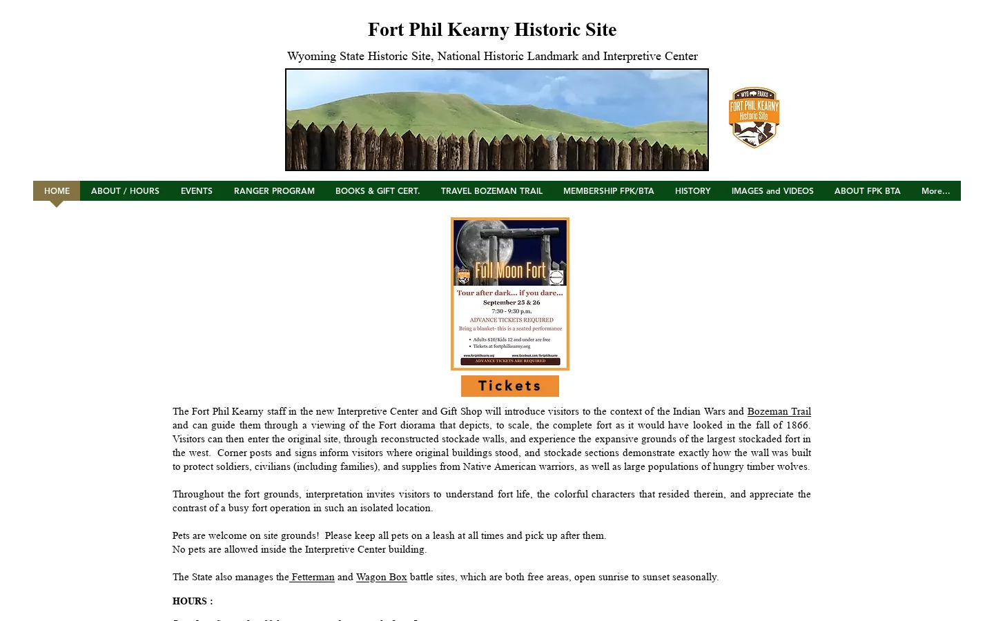 Fort Phil Kearny Homepage screenshot